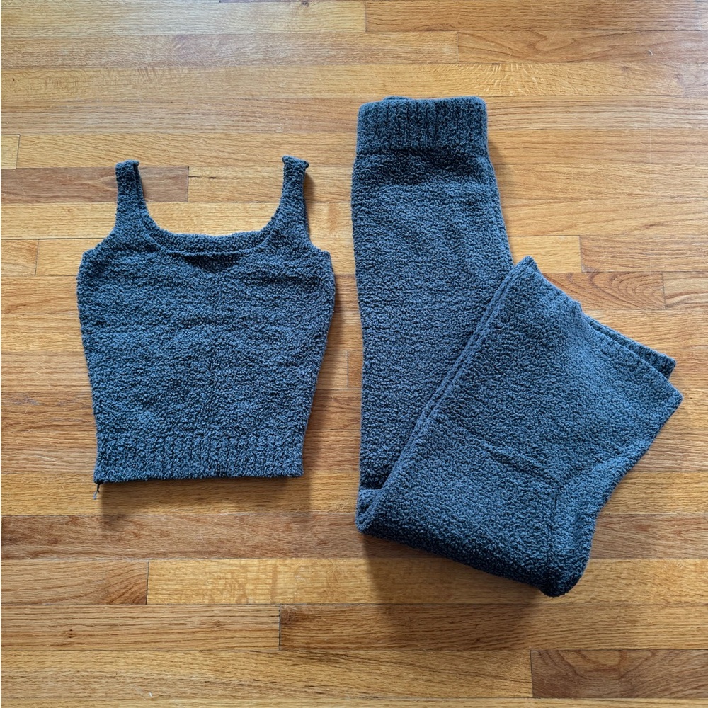 SKIMS Cozy Knit Set in Charcoal Gray